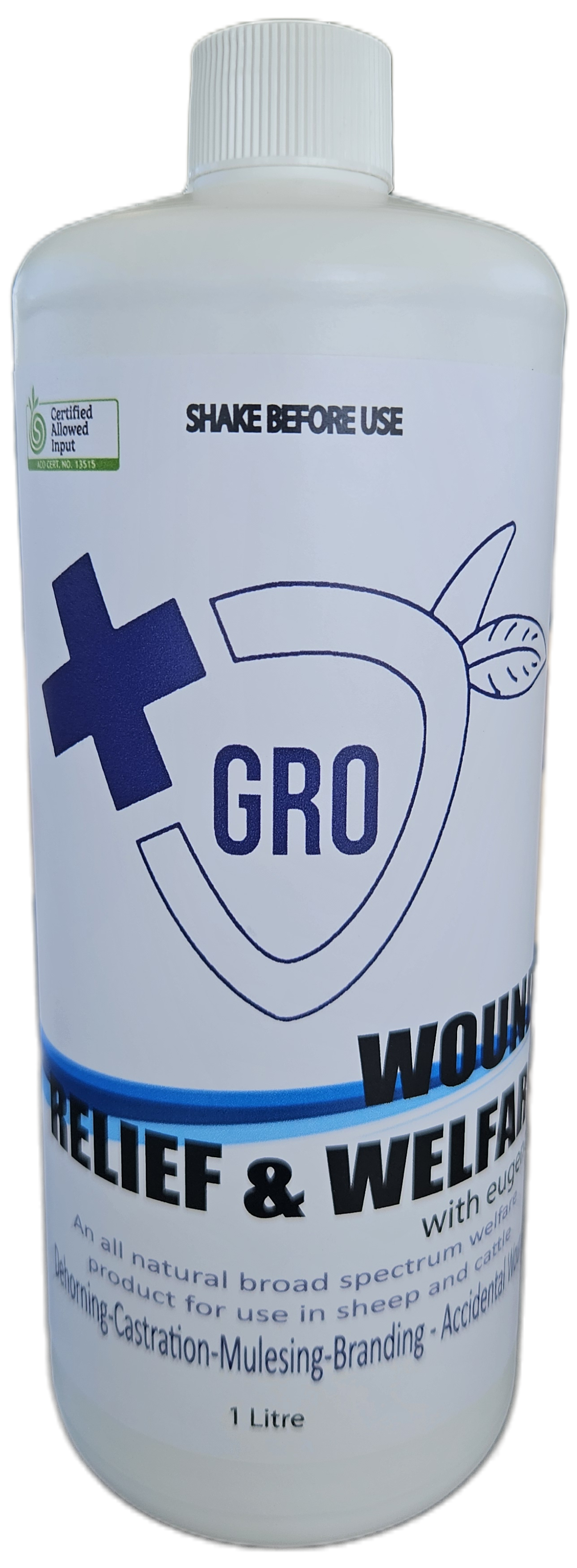 GRO Wound Relief and Welfare with Eugenol | Dehorning,Castration & mulesing wound spray | Farm & Acre Co