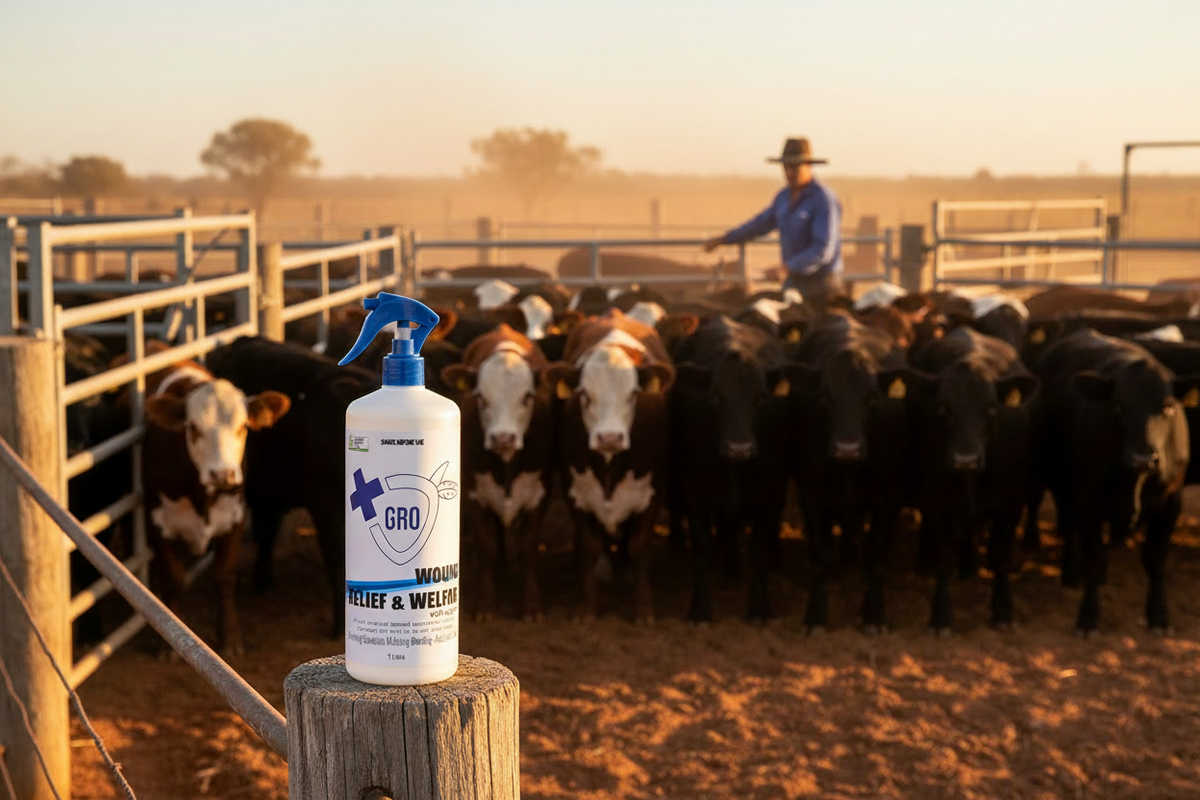 GRO Wound Relief and Welfare with Eugenol | Dehorning,Castration & mulesing wound spray | Farm & Acre Co