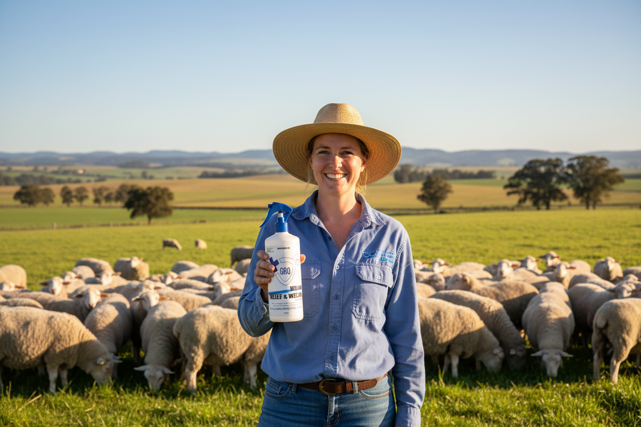 GRO Wound Relief and Welfare with Eugenol | Dehorning,Castration & mulesing wound spray | Farm & Acre Co