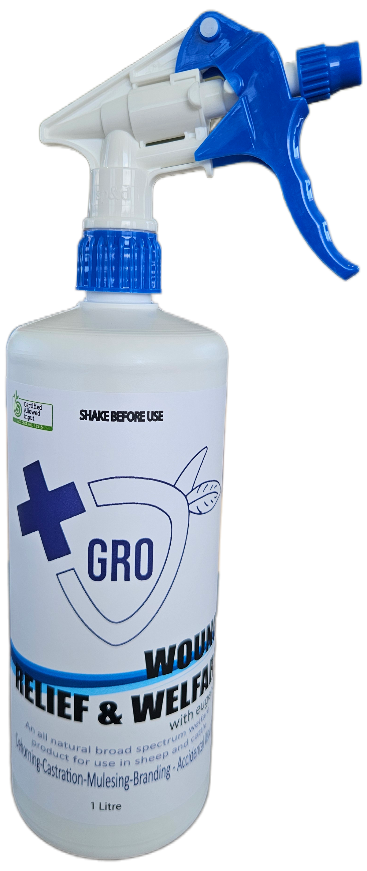 GRO Wound Relief and Welfare with Eugenol | Dehorning,Castration & mulesing wound spray | Farm & Acre Co