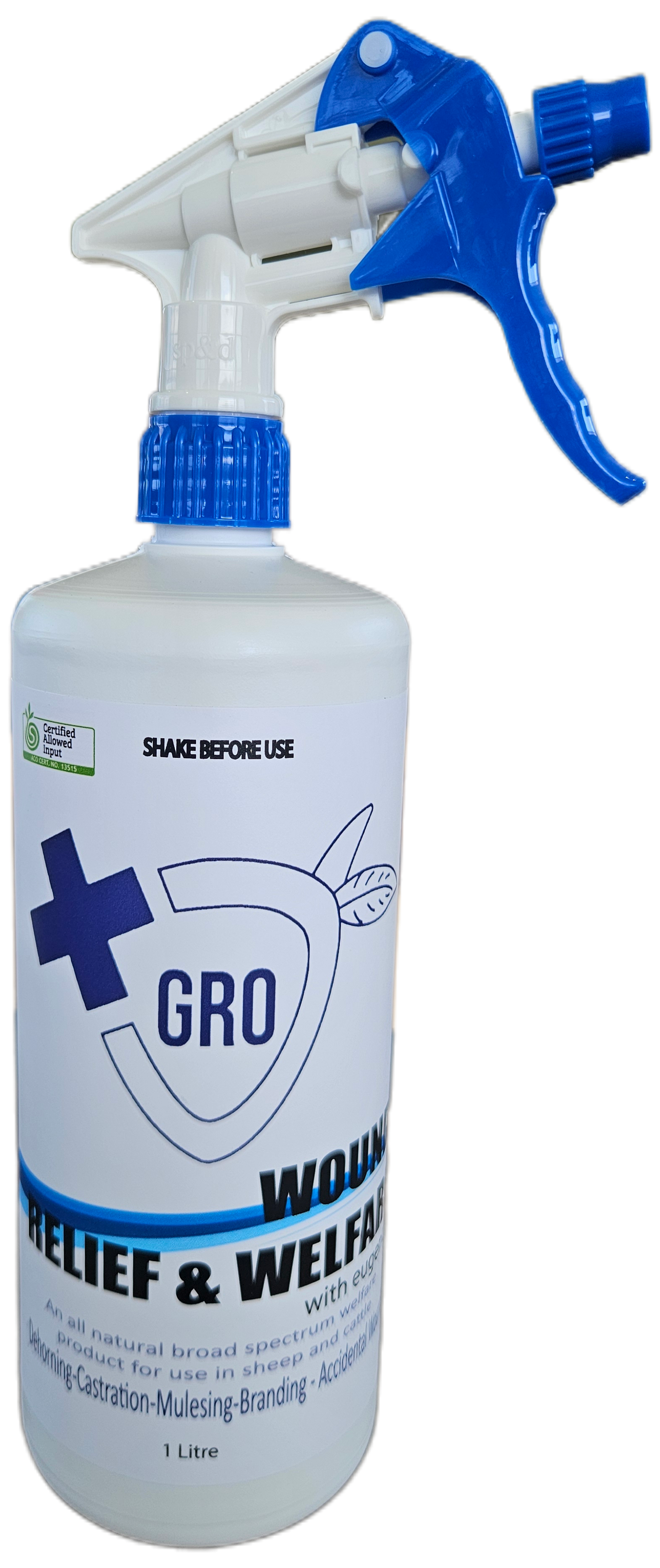 GRO Wound Relief and Welfare with Eugenol | Dehorning,Castration & mulesing wound spray | Farm & Acre Co