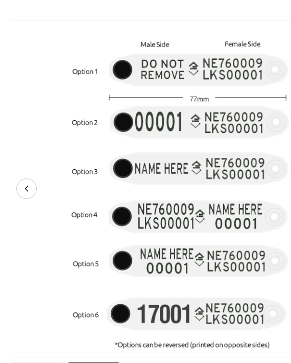 FOFIA sheep EID tag printing layout options