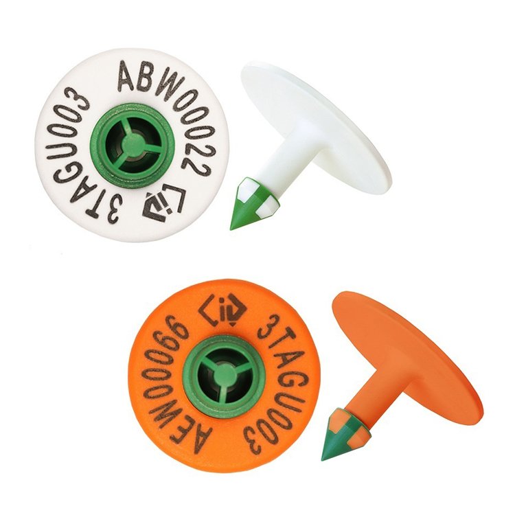 Shearwell NLIS electronic button cattle tags, White and Orange