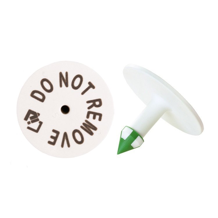 Shearwell NLIS button cattle tag, White, back face and male pin